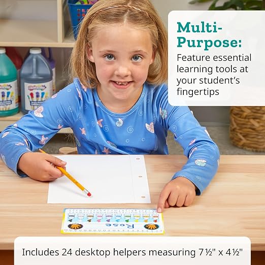 Really Good Stuff Primary On-the-Go Desktop Nameplates, 24-Pack | Ages 5+, Kindergarten+, Self-Adhesive Vinyl with Left/Right Directions, Alphabet, Colors and Number Line