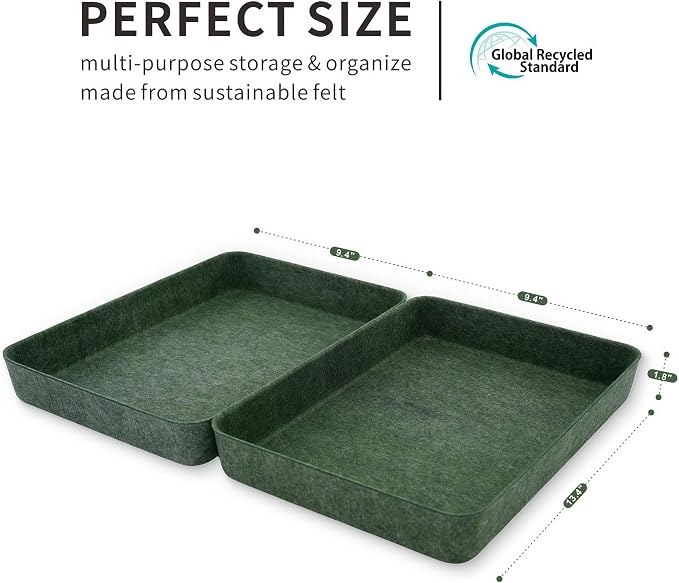 2pc Office desk drawer organizer tray letter-size file Forest Green