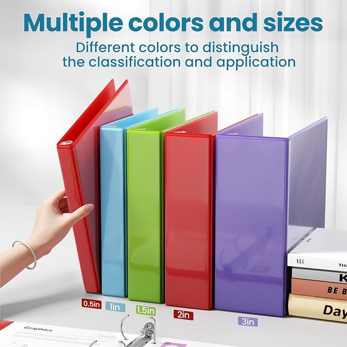 SUNEE 3 Ring Binder 2 Inch D Ring, Clear View Binder Three Ring PVC-Free (Fit 8.5x11 Inches) for School or Office Supplies, Sky Blue, 1 Pack