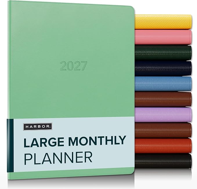 Gallery Leather Large Monthly Planner 2026-2027 Caribbean Sea Glass