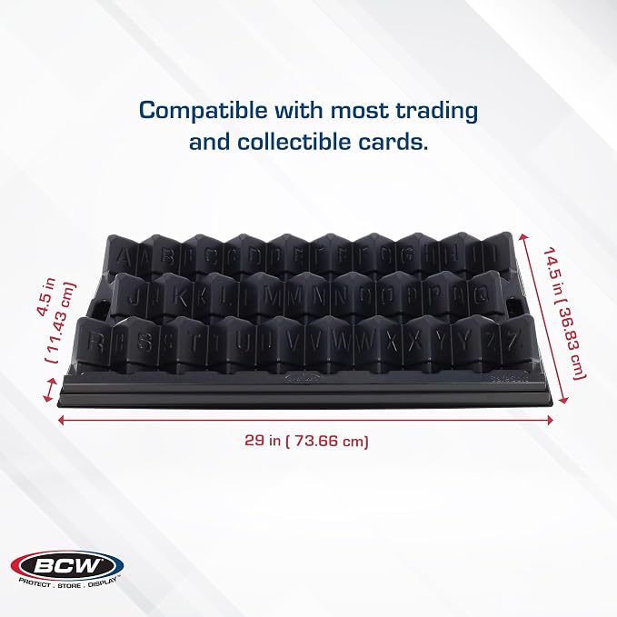 BCW SafeSort Card Sorting Tray, 26 Alphabetized Cells, Acid-Free Plastic | Sturdy tray organizes sports, TCG, deck, and board game cards with smooth edges and indented corners for safer sorting.