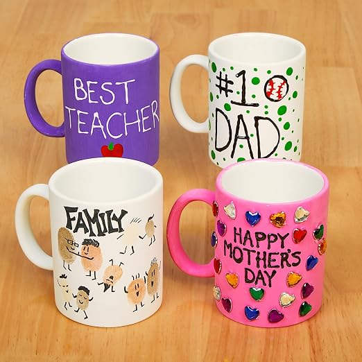 Colorations Decorate Your Own Ceramic Mugs, Unglazed Ready to Craft | Set of 6