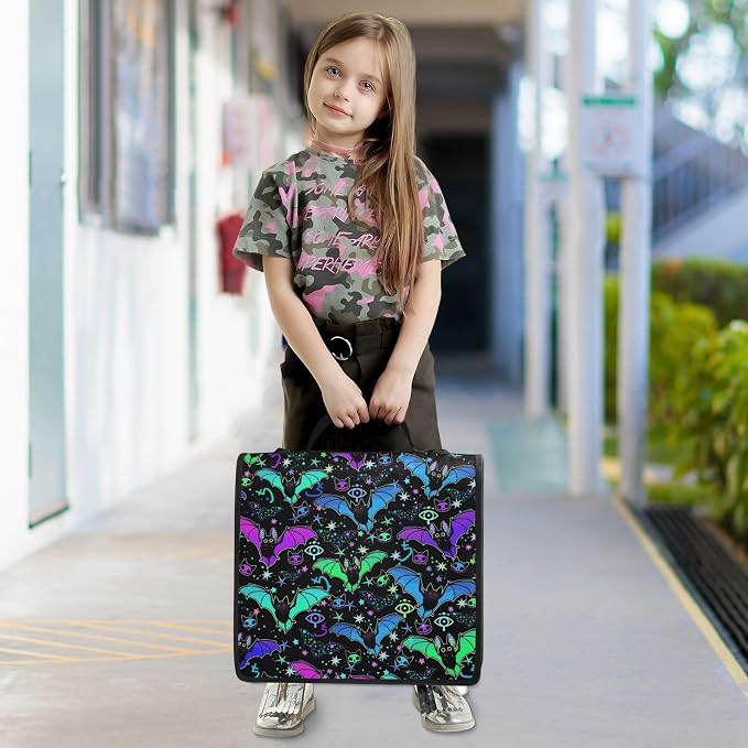 Bat Magic Binder Bag 3 Ring Zipper with Handle Shoulder Strap | for School Work Office Organizer Storage Case