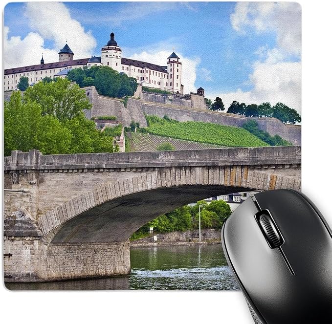 3D Rose "Bridge Marienberg Fortress Wurzburg GermanyEu10 Mgl0185Miva Stock" Matte Finish Mouse Pad - 8 x 8" - mp_137256_1