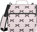 Beauty Black Bow Pink Zipper Binder with Shoulder Strap Trapper Keeper 3 Ring Binder Organizer Large Capacity Multiple Compartments for School Office