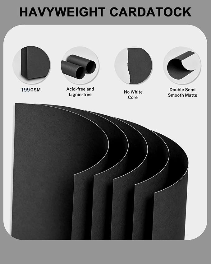 Veritas Colored Cardstock, 8.5" x 11" Colored Card Stock, 110LB/199GSM Printer Paper, 100 Sheets (1 Reams), Colored Multi-Purpose Purple Paper, Made in USA（ Black）