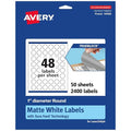 Avery® TrueBlock® Matte White Round Labels, Sure Feed® Technology, 1" Diameter, 2,400 Matte White Labels, Print-to-The-Edge, Laser/Inkjet Printable, Great for Product Merchandising Stickers