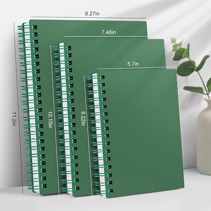 AHGXG Spiral Notebook College Ruled - Spiral Journal Notebook 8.5" x 11" Large A4, 300 Pages Lined Journal, 100GSM Thick Paper, Plastic Hardcover, for Women Men Office School Writing Work, Green