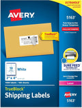Avery® Printable Shipping Labels, Sure Feed® Technology, 2" x 4" Customizable Stickers, White, 1,000 Blank Mailing Labels, Great for Mailing, Shipping, and More (5163)