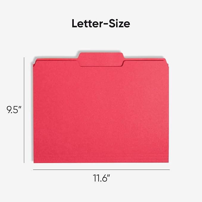 Smead File Folders Letter Sized, 1/3-Cut Tab, Assorted Positions, Letter Size, Assorted Primary Colors, 100 Per Box (11943) (Pack of 5)