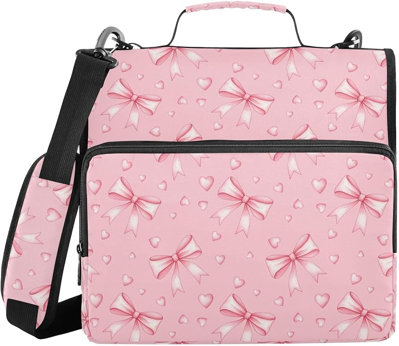 Zipper Binder Bag 3 Ring File Folder Portfolio Organizer Zippered Binder Bags with Strap Fits Laptop Women Men
