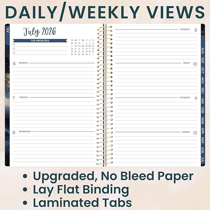 bloom daily planners 2026-2027 Planner - Academic Year (July 2026 - July 2027) Monthly & Weekly Soft Cover Planner for Women - 13 Month Calendar Agenda Book with Stickers - 5.5" x 8.25" - Midnight Sky