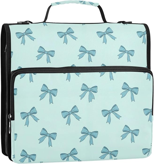 Zipper Binder Bag 3 Ring File Folder Portfolio Organizer Zippered Binder Bags with Strap Fits Laptop Women Men