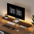 Dual Monitor Stand 43 Inch Extra Large Monitor Riser for Desk, Acrylic Clear Legs Desk Organizer Shelf with Felt Lining Storage Drawer, Compatible with Computer Laptop PC Printer Flat Screen TV