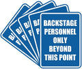 Portrait Round Backstage Personnel Only Beyond This Point Door or Wall Sign Easy Installation | Music | Concert | Festivals Sign (Blue) - Medium (5 Pack)