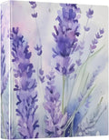 3 Ring Binder Purple Lavender Flower 1.5 inch Binders Three Ring Binders with Clipboard Fit 8.5'' x 11'' Paper 3 Interior PVC Clear Pockets for Office Supplies