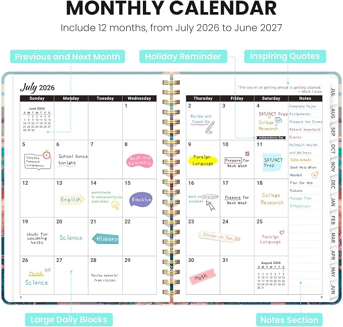 ZOTIA Planner 2026-2027 Weekly & Monthly Calendar Planner Jul 2026-Jun 2027