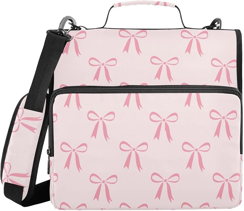 Zipper Binder Bag 3 Ring File Folder Portfolio Organizer Zippered Binder Bags with Strap Fits Laptop Women Men