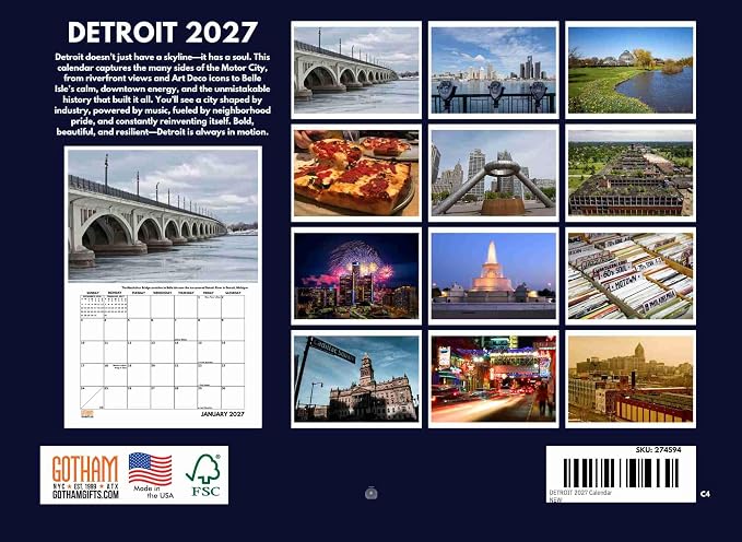 Detroit Michigan Calendar 2027 Monthly Wall Calender 12 Month