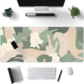 Green Simple Cat Desk Mat Sleeping Cute Long Cool Mouse Pad for Laptop Gaming Computer Keyboard Pad Office Decor Desk Pads Accessories On Top of Desks Office Supplies Mat (31.5x11.8In) Stitched Eges
