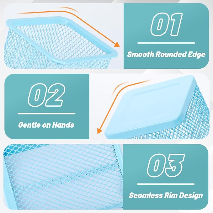 Segarty Pencil Holder, 6 Pack Square Light Blue Pen Holder for Desk, Mesh Pencils Cup Container Marker Organizer Set for Office Supply, School Classroom, Home Desktop Storage and Organization