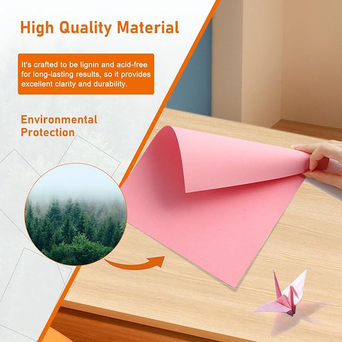 Guakicae 32 Sheets Pink Cardstock 8.5 x 11 Printer Paper 80lb | Premium Paper Card Stock for DIY Cards Making, Scrapbooking, Invitations, Thank You Cards, Anniversary
