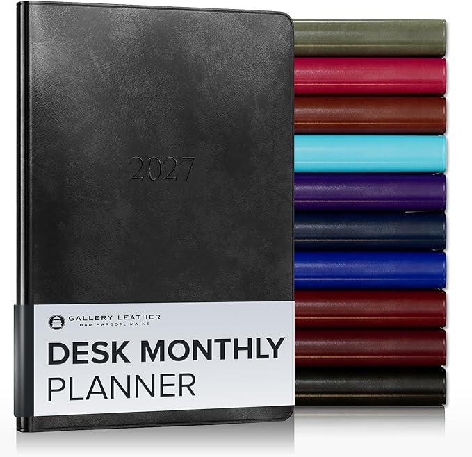 Gallery Leather Desk Monthly Planner 2026-2027 Acadia Black
