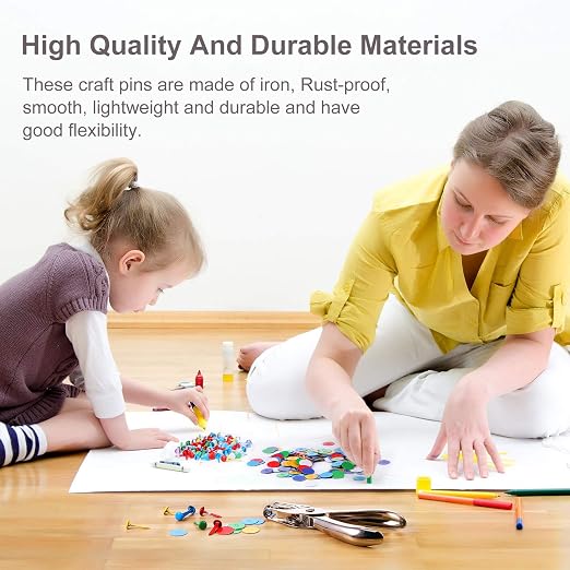 Mudder 100 Pieces Brass Paper Fasteners Paper Brads, and 300 Pieces Washers with Hole Punch for DIY Craft Scrapbooking School Supplies(3/4 Inch Long,Multicolor)