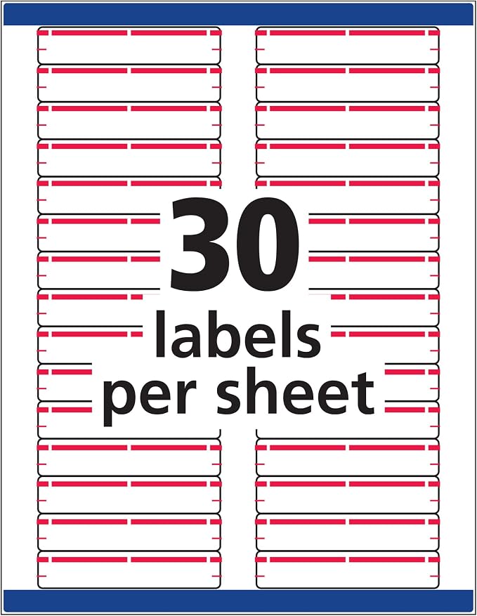 Avery® TrueBlock® File Folder Labels, 2/3" x 3-7/16", 1,500 Printable Labels, White/Red, Permanent (5066)