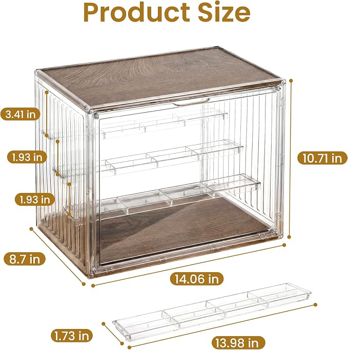 Acrylic Display Case for Collectibles, 4-Tier Clear Display Box with Removable Shelves, Stackable Organizer with Magnetic Door for Figures, 2 Pack