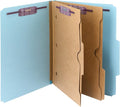 Smead Pressboard Classification File Folder with SafeSHIELD Fasteners, 2 Pocket Dividers, 2" Expansion, Letter Size, Blue, 10 per Box (14081)
