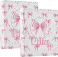 Pink Bows 3 3 Ring Binder with Clipboard Round Ring Binders Personalized Binder 3 Interior Clear Pockets for Office Supplies 2 Pack