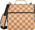 3 Ring Zipper Binder with Shoulder Strap Orange Checkerboard 1.5 inch Binders Keeper Large Capacity Multi Pockets for School Office Supplies