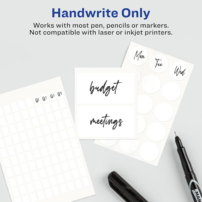 Avery Multi-Use Removable Labels, 5/16" x 1/2", White, Non-Printable, 1,100 Blank Labels Per Pack, 19,800 Total (18 Packs of 5412)