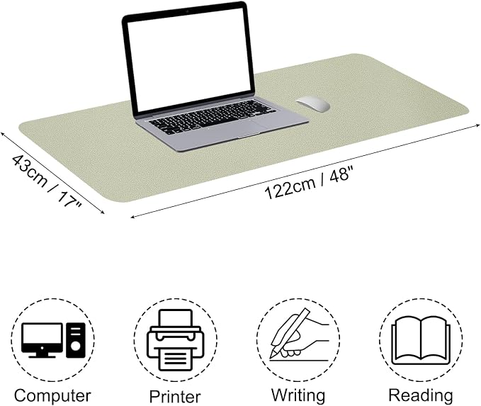 Patikil Desk Mat, 48x17 Dual Sided, Waterproof PU Leather, for Office & Home, Green