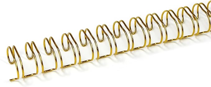 Rayson Wire Binding Spines, 3/8" 2:1 Pitch, 21-Loop Gold, 100 Pack | Binds up to 70 sheets; 21-loop gold double-loop wires fit 2:1 pitch binders for Letter-size documents.