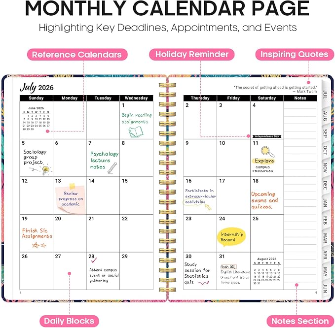 Taja Planner 2026-2027, Jul 2026-Jun 2027 Monthly & Weekly Calendar Planner | 8.5" x 11", Hardcover Academic Calendar, Teacher Student Agenda Book with Tabs, School Office Supplies, Coral Reef