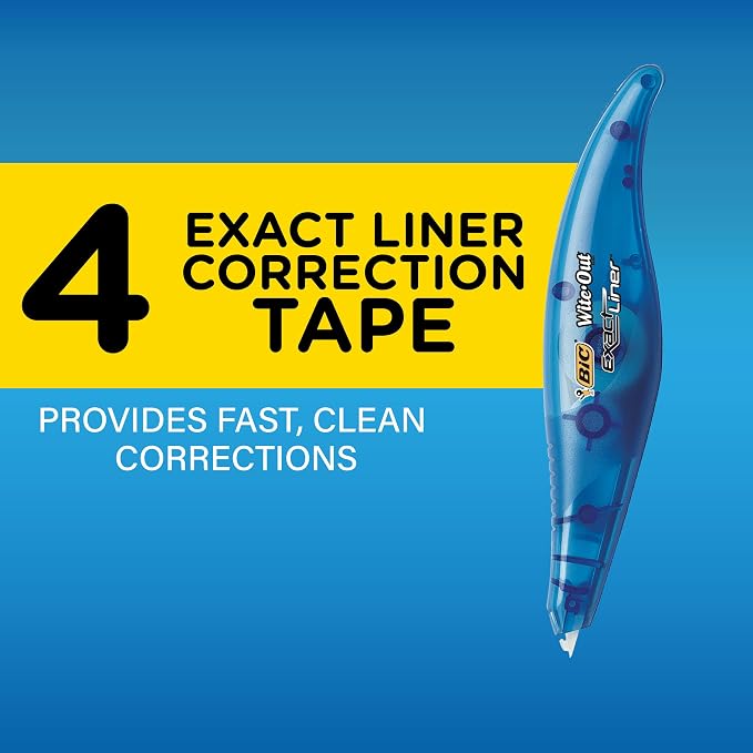 BIC Wite-Out Brand Exact Liner Correction Tape, 19.6 Feet, 4-Count