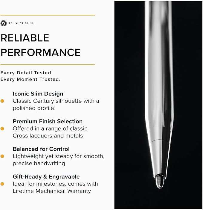 Cross Classic Century Lustrous Chrome Pen & 0.7mm Pencil Set, Gift-Ready