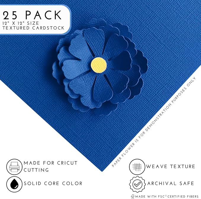 Lapis—12x12 Textured Cardstock | 80lb Textured Blue Scrapbook Paper | Premium Cardstock for Cricut Cutting | 25 Sheets