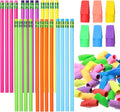 Gersoniel 24 Pack Rainbow No. 2 Pencils, HB Wooden Bulk with 48 Eraser Caps