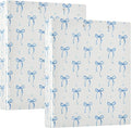 Blue Bow Round Ring Binders 1.5 Inch Ribbon Bow Knot 3 Ring Clipboard Binder for Office School Work Supplies File Folder 200 Sheet Capacity 2 Pieces