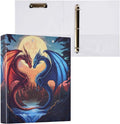 ALAZA 3 Ring Binder Red Blue Dragons Night Clipboard Round Ring Binder Holds 1.5 Inch Three Ring Binder Heavy Duty Ring Binders for Office Supplies, 1Pack