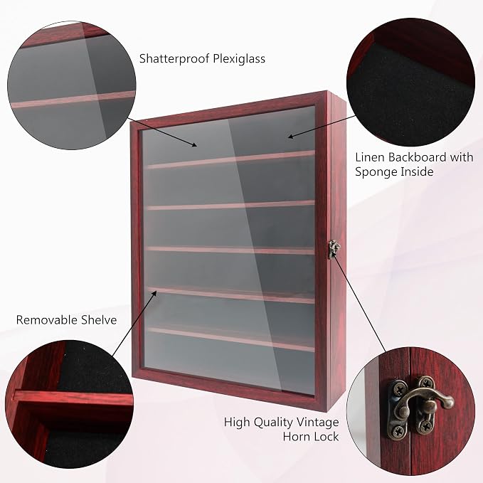 Shadow Box Frame with Removable Shelves, Red 12x16 Deep Memory Box Display Case for Keepsake Collectibles, Coins Military Medals Pins Wedding Flowers