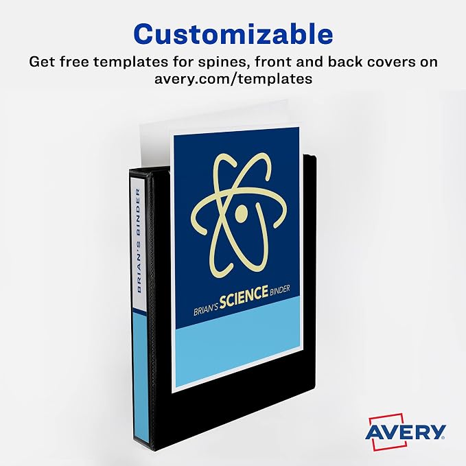 Avery Durable Clear View 3 Ring Binders, 3 Inch EZD Rings, 1 White Binder (09701) (Pack of 2)