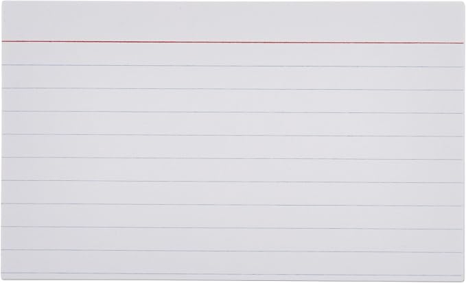 Amazon Basics Ruled Lined Index Cards for Study, Notes and Recipes, White, 3" x 5", 1000 Count (Pack of 100)