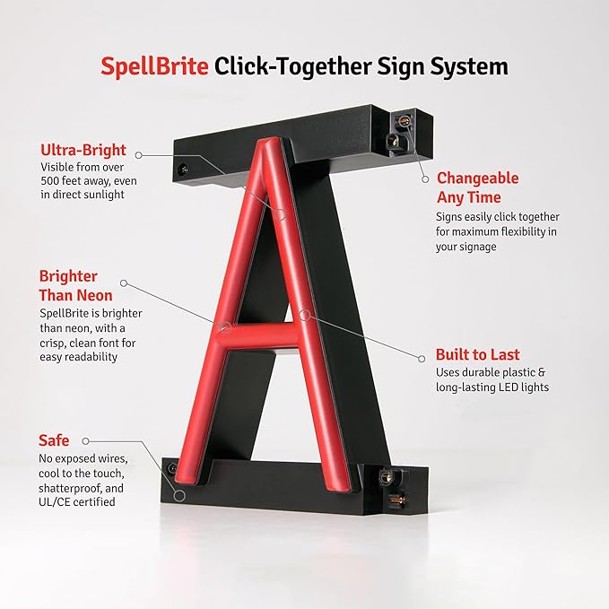 SpellBrite ENTRANCE Sign | Directional Sign with Neon Look, Red LED Light Source | 31.3" x 6.3"