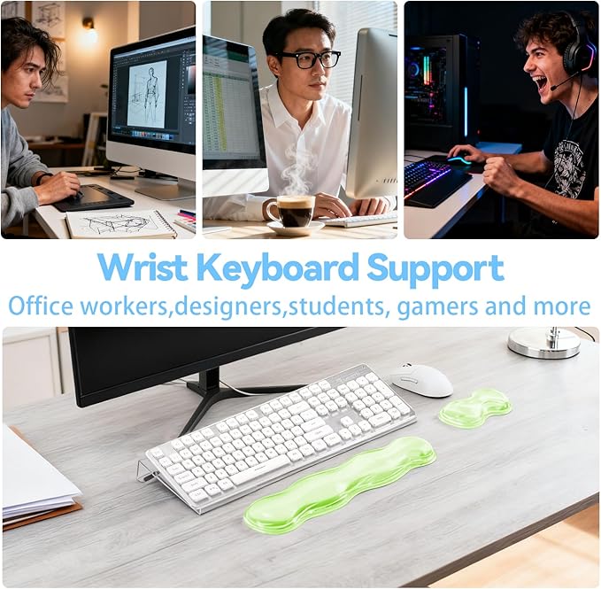 Computer Keyboard Stand with Wrist Rest - Gel Wrist Rest for Keyboard and Mouse, Ergonomic Keyboard Riser with Wrist Rest Support for Mouse