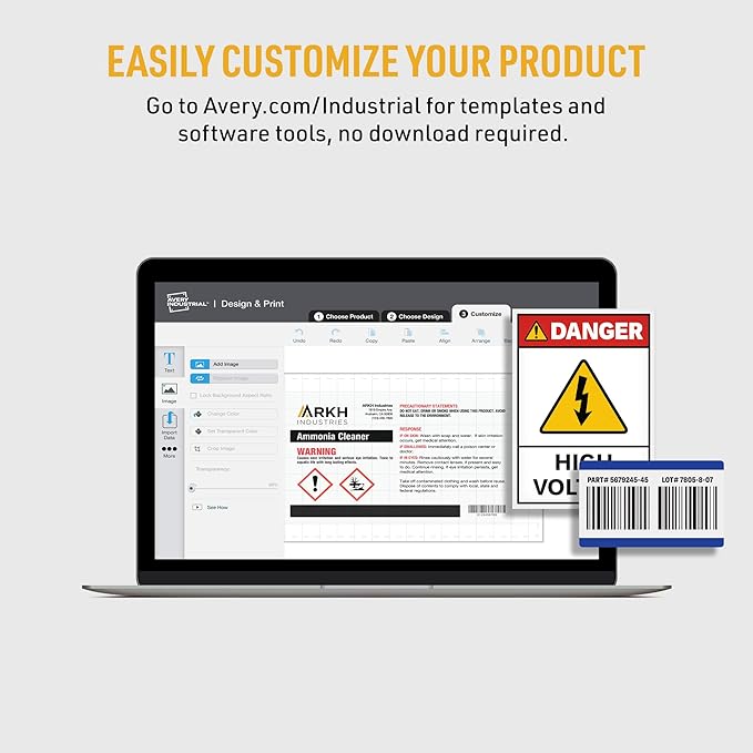 Avery White Asset Tag Labels, 3-3/4" x 2", Destructible Laser Printable Tags, 64 Waterproof Labels (60539)