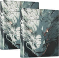 JIPONI 3 Ring Binder White Dragon Anime 1 Inch Round Binders for Men Women Students, Cute File Organizer for Office School, 2pcs
